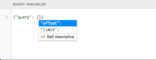 GraphiQL autosuggestion of query variables